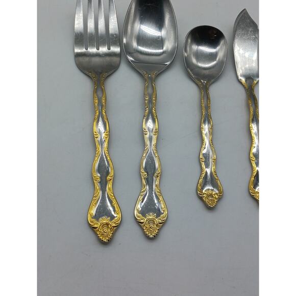 Lot Cold Meat Fork Butter Knife Serving Spoon Rose Cascade Towle Supreme 18/8 - Picture 2 of 9